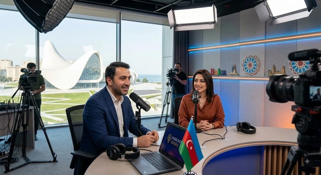 Podcast video çəkilişi studio